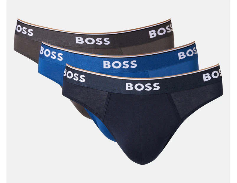 Hugo Boss Men's Power Cotton Stretch Briefs 3-Pack - Blue/Navy/Charcoal