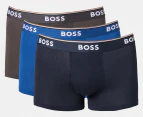 Hugo Boss Men's Power Cotton Stretch Trunks 3-Pack - Navy/Blue/Charcoal