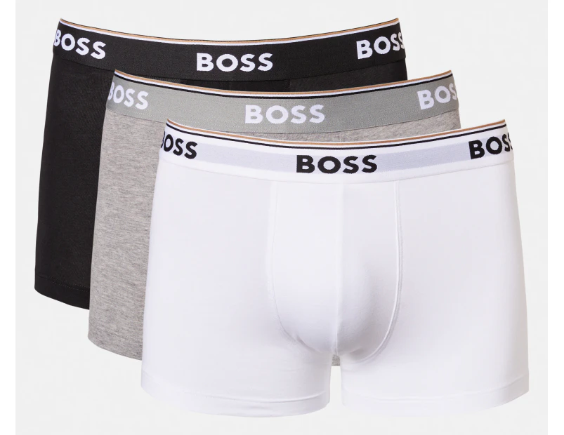 Hugo Boss Men's Power Cotton Stretch Trunks 3-Pack - Black/Grey/White