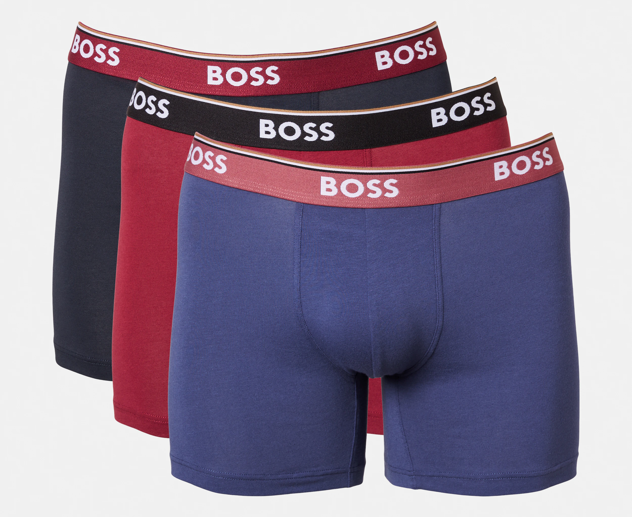 Hugo Boss Men's Power Cotton Stretch Boxer Briefs 3-Pack - Burgundy/Navy/Blue