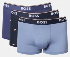 Hugo Boss Men's Power Cotton Stretch Trunks 3-Pack - Blue/Patterned