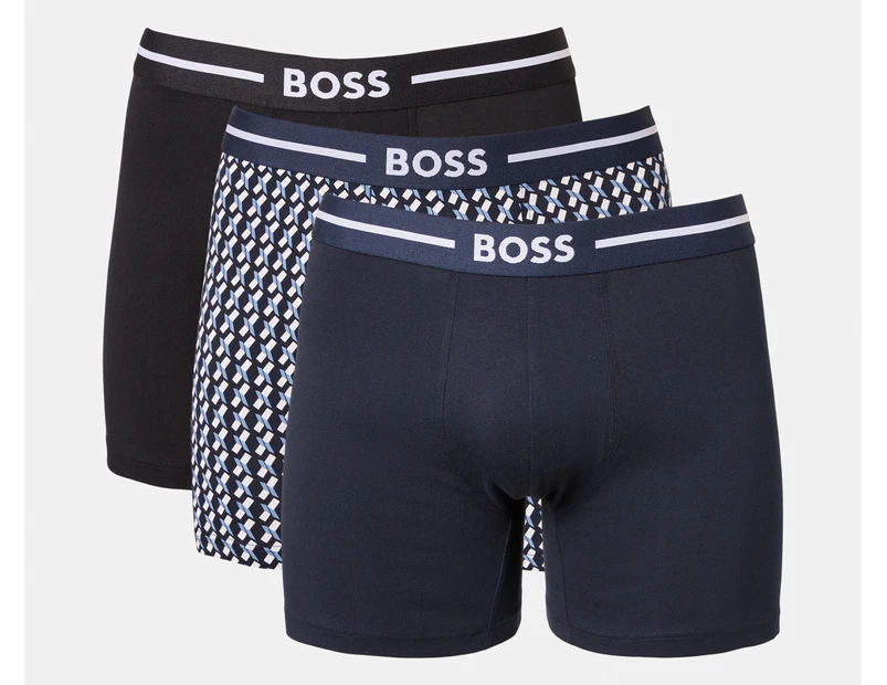 Hugo Boss Men's Bold Cotton Stretch Boxer Briefs 3-Pack - Black/Navy/Patterned