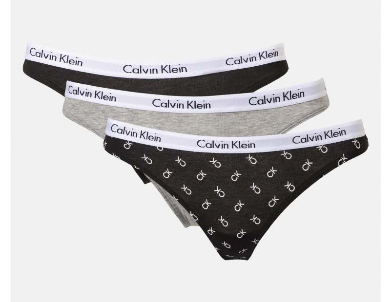 Calvin Klein Women's Carousel Bikini Briefs 3-Pack - Black/Grey Heather/Rotating CK Mini Black