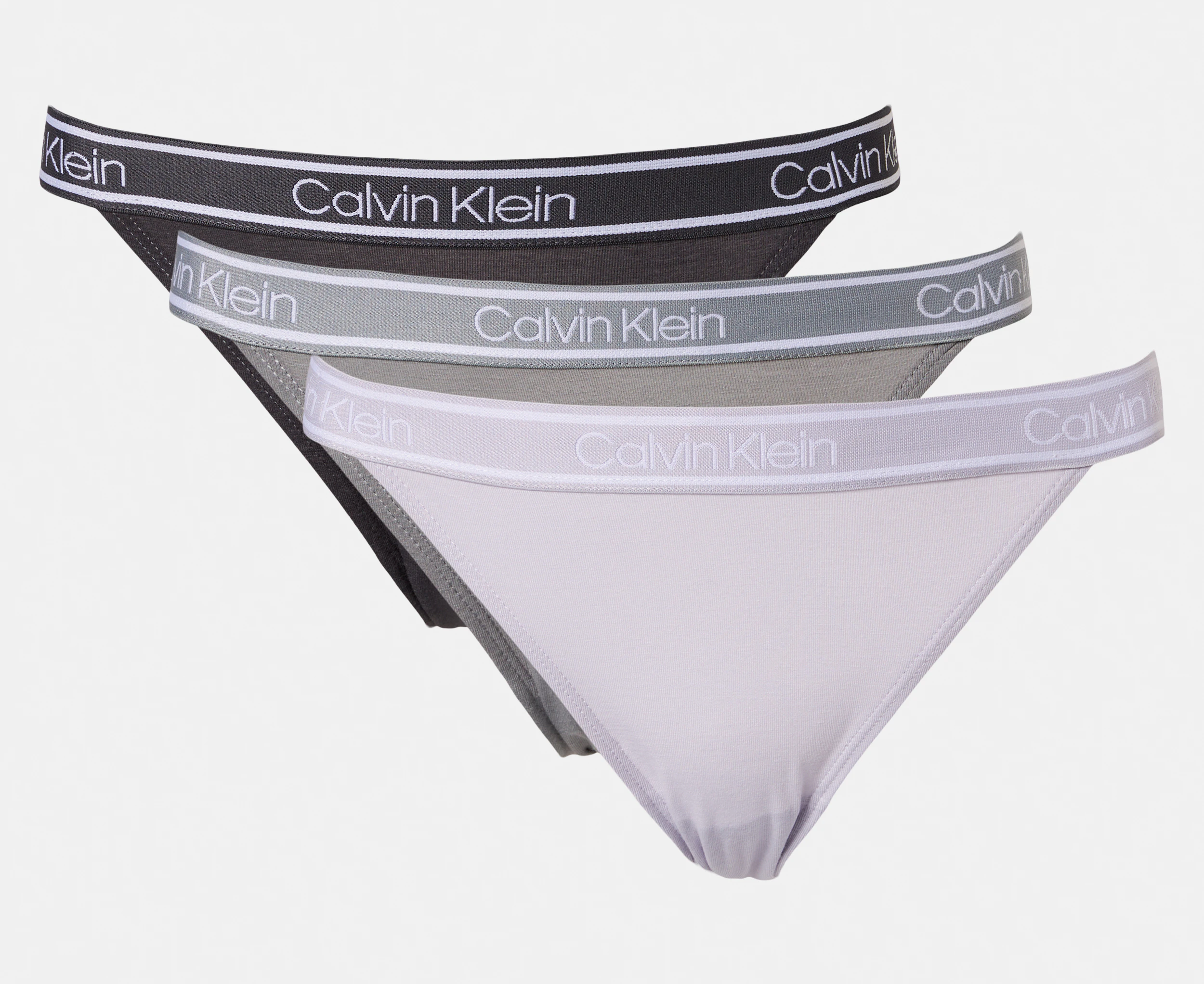 Calvin Klein Women's Bamboo Comfort String Bikini Briefs 3-Pack - Ashford Grey/Wolf Grey/Lavender