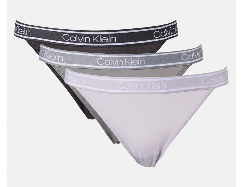 Calvin Klein Women's Bamboo Comfort String Bikini Briefs 3-Pack - Ashford Grey/Wolf Grey/Lavender