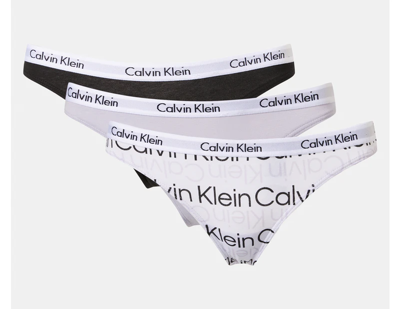 Calvin Klein Women's Carousel Bikini Briefs 3-Pack - Black/Lavender/White