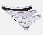 Calvin Klein Women's Carousel Thong 3-Pack - Black/Lavender/White