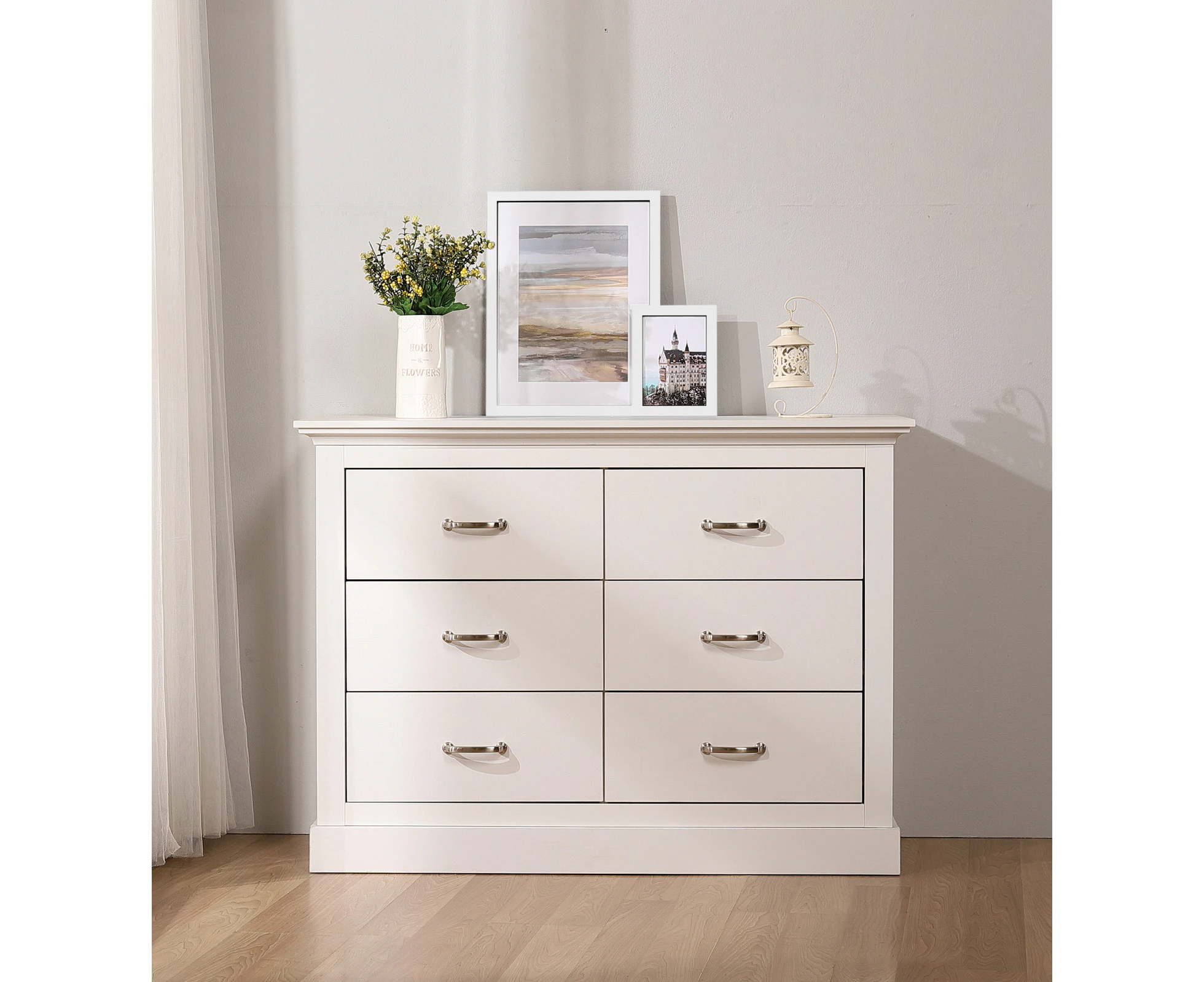 Cosmoliving 6 Chest of Drawers White Drawer Dresser x 2