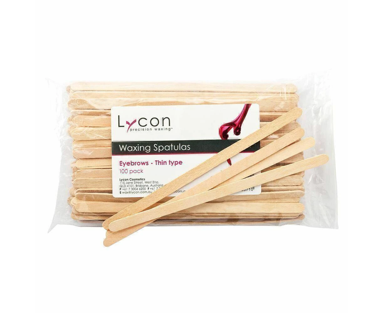 Lycon Disposable Waxing Spatula Tongue Depressors 100 Pack Eyebrows Thin Type