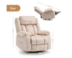 Advwin Recliner Chair Electric Massage Chair 8-Point Heating 360° Swivel Armchair Beige