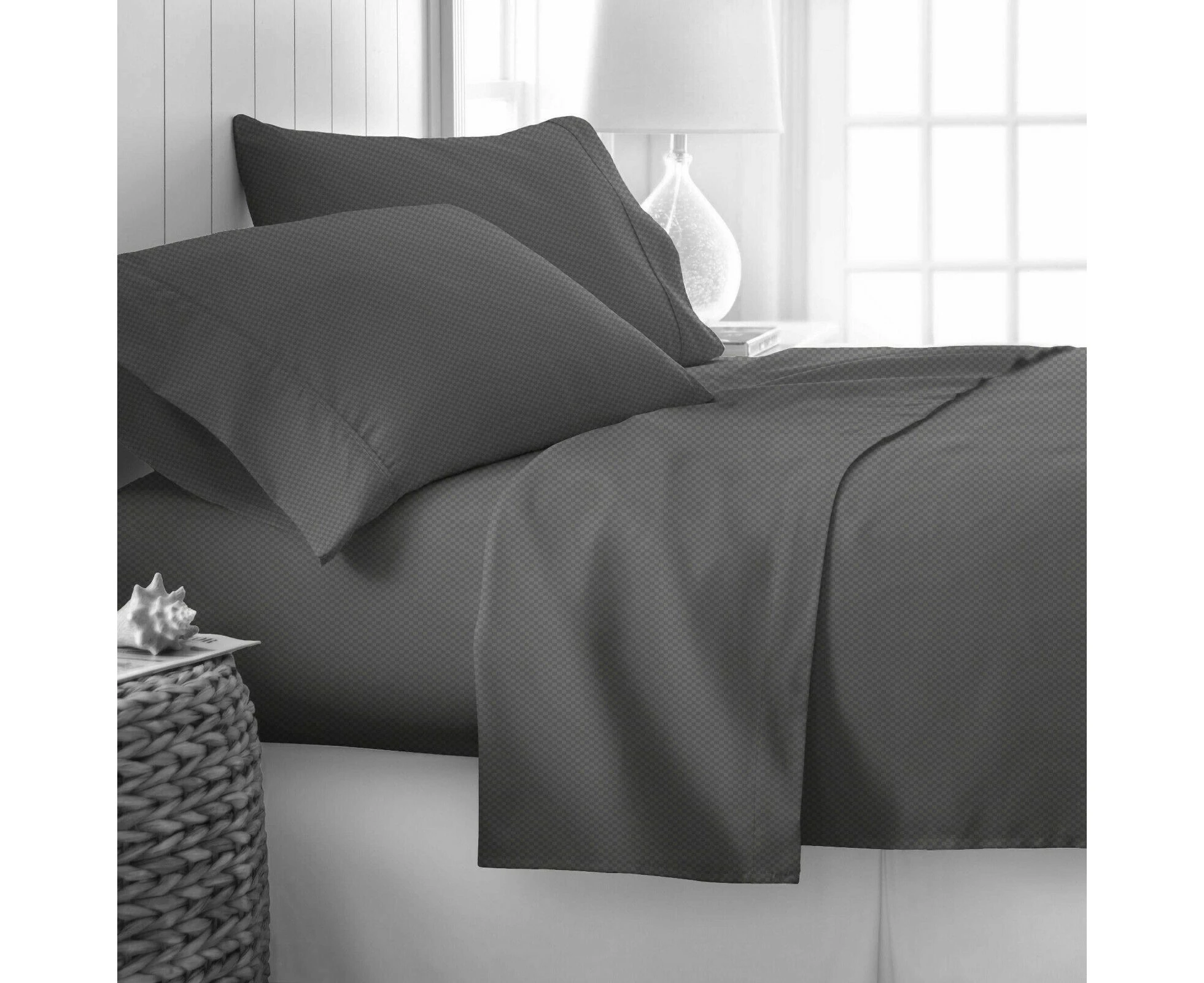 2000TC Bamboo Cooling Embossed Sheet Set | Hypo-Allergenic Cooling Sheets - Charcoal