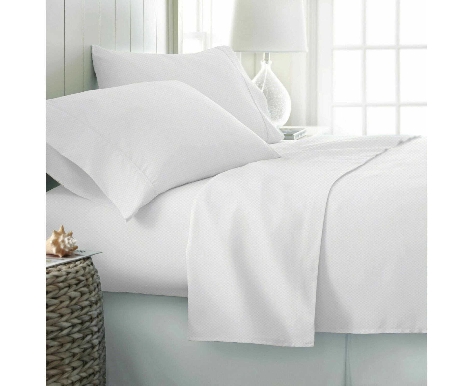 2000TC Bamboo Cooling Embossed Sheet Set | Hypo-Allergenic Cooling Sheets - White