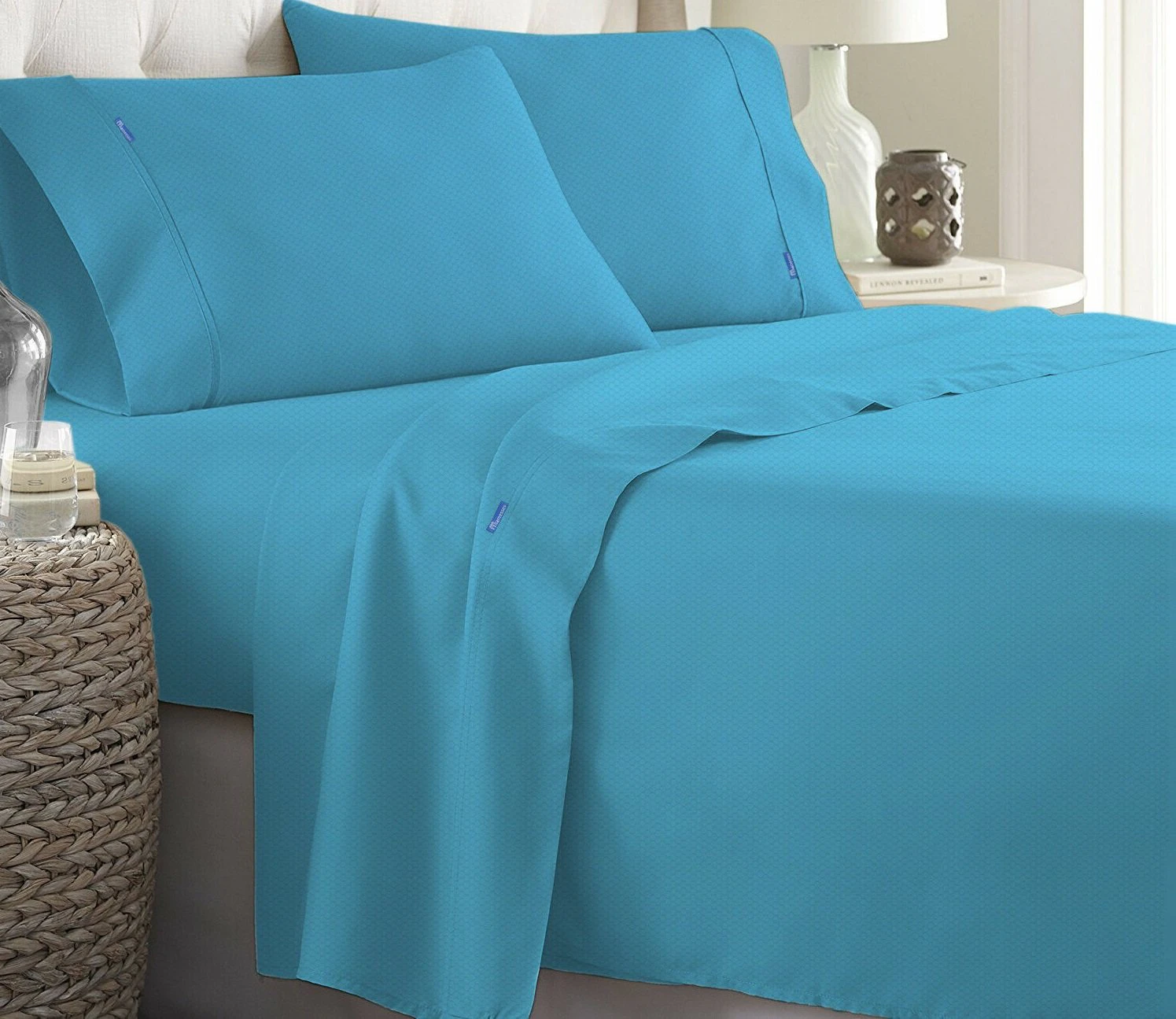 2000TC Bamboo Ultra Cooling Sheet Set | Fast Dry Honeycomb Technology Ramesses Sheets - Aqua