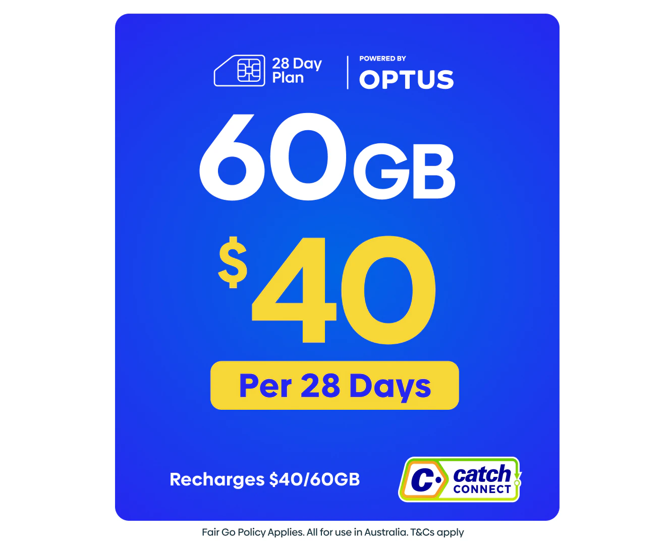 Catch Connect 28 Day Mobile Plan - 60GB