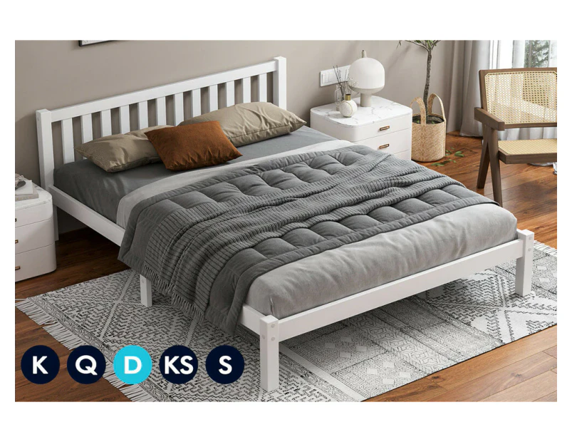 ALFORDSON Bed Frame Queen Double King Single Size Wooden Mattress Base Fenella White