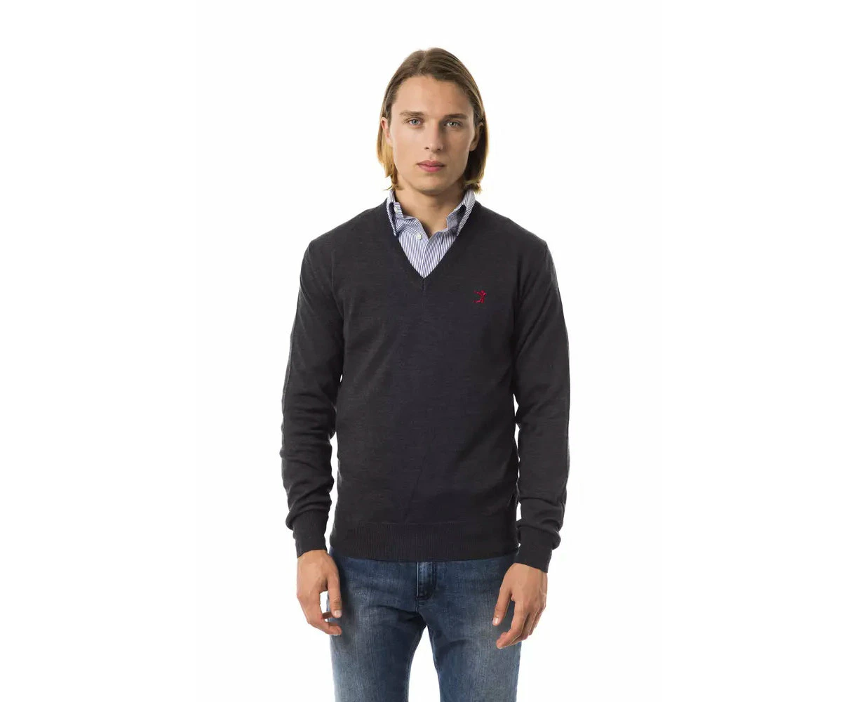 Uominitaliani Gray Merino Wool Men Sweater