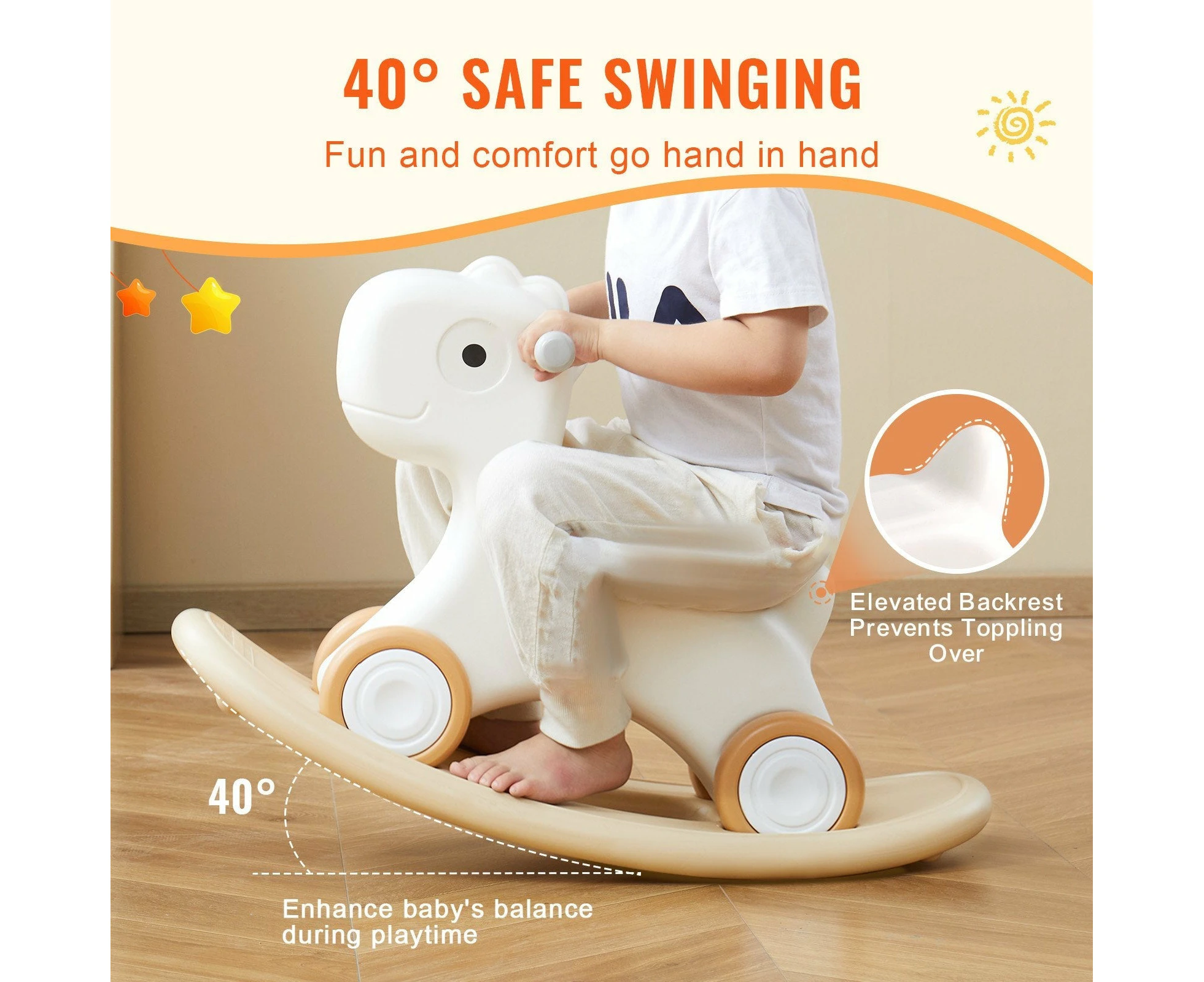 3-in-1 Toddler Rocking Horse with Balance Board & Wheels, 36kg Capacity