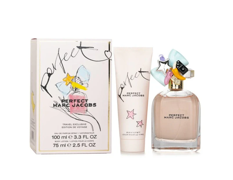 2pc Marc Jacobs Perfect 100ml EDT 75ml Body Lotion Women's Fragrance Set