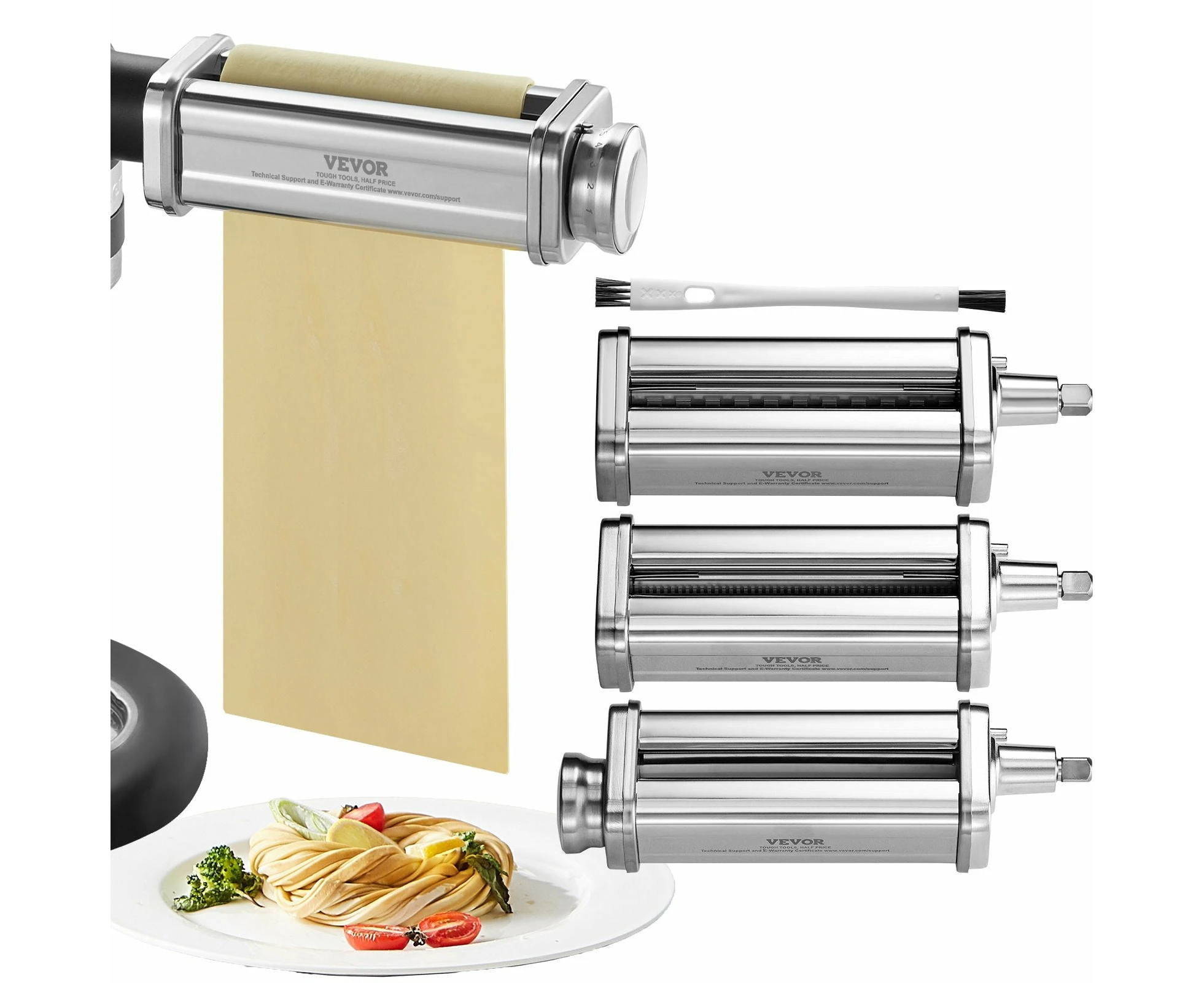 VEVOR 3Pcs Pasta Attachment for KitchenAid Stand Mixer Pasta Roller Cutter Set