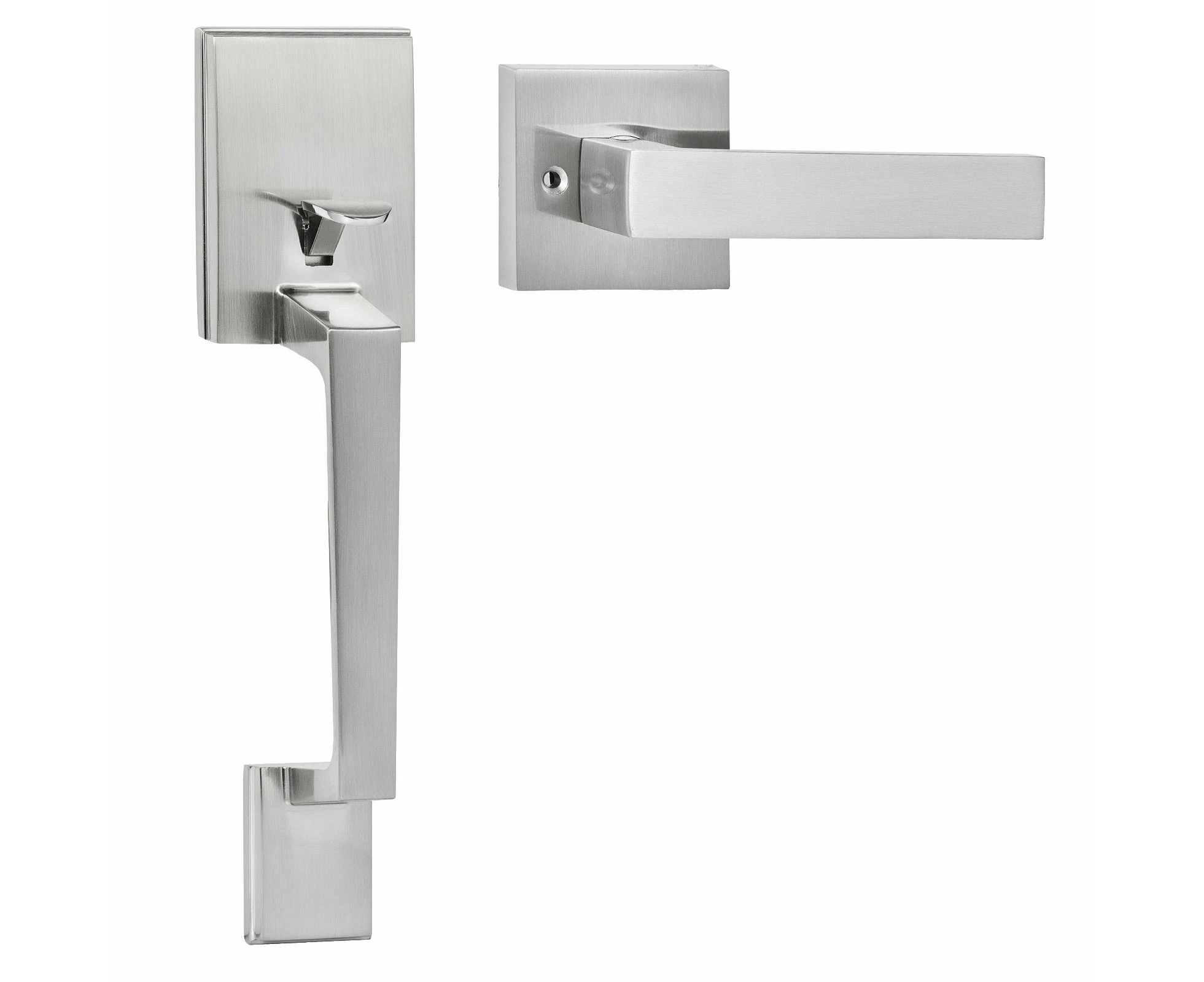 VEVOR Entry Door Handle, Satin Nickel Square Handle Set with Lever Door Handle No