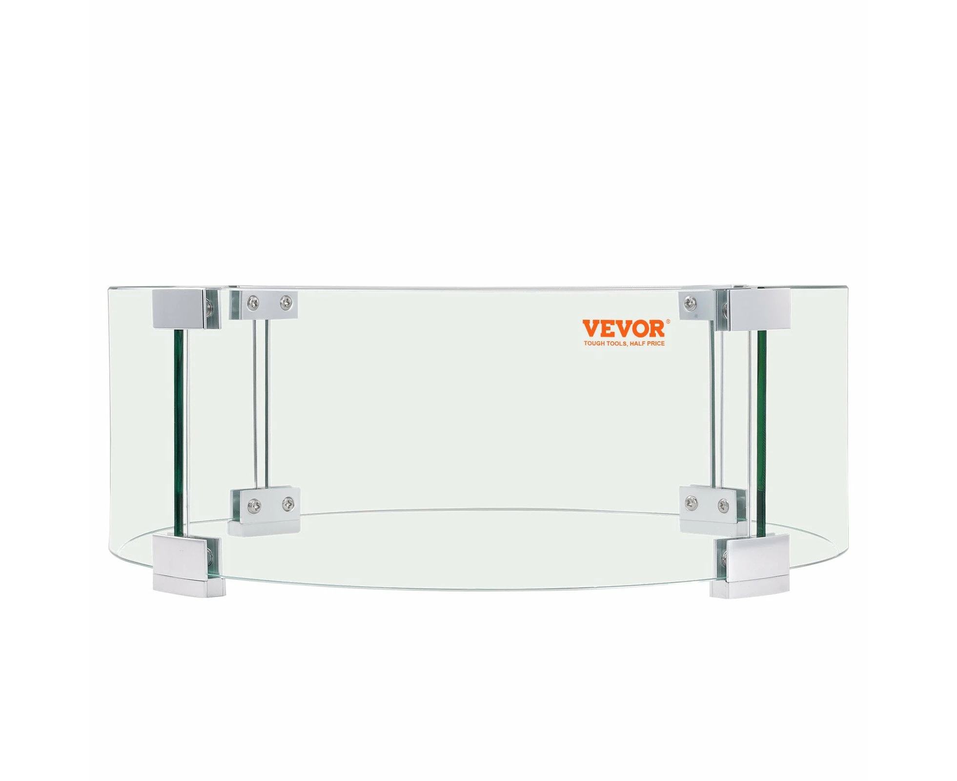 VEVOR Fire Pit Wind Guard, 23 x 23 x 8 Inch Glass Flame Guard, Round Glass Shield,