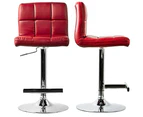 Quilted 116cm Bar Stool 2-Piece - Red