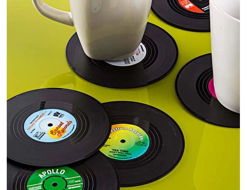 6x Retro Vinyl Coasters