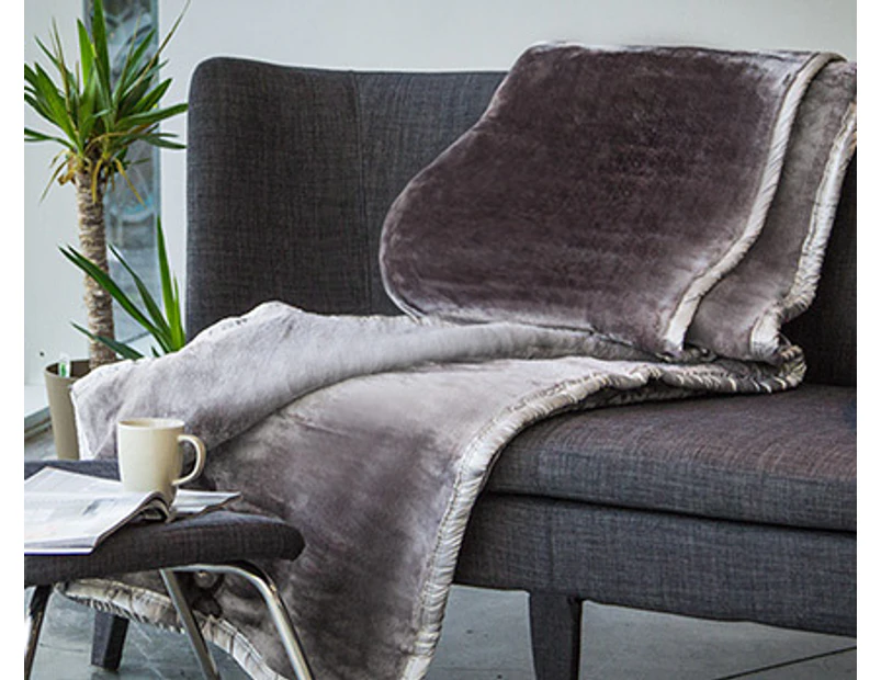 Deluxe Size 220x240cm 570GSM Mink Blanket - Silver