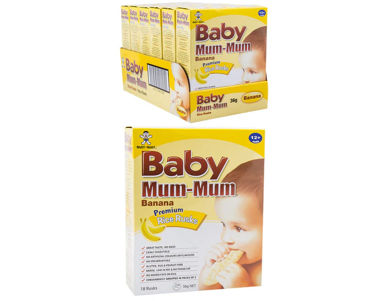 Baby Mum-Mum Banana Rice Rusks 36g 6pk