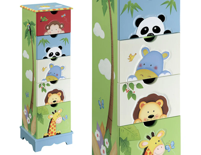 Kids Sunny Safari 5-Drawer Cabinet - Green