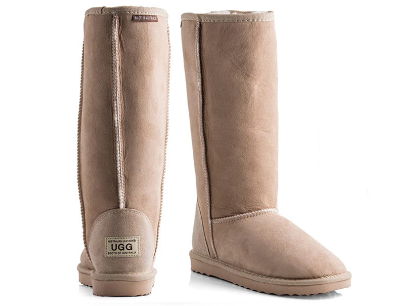 Australian Leather Long Classic Ugg Boots-Ntrl - 9-10