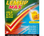 Lemsip Max Cold & Flu Hot Drink Lemon 10pk