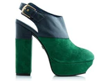 Luxe Dolcie Block Heel Shoes - Blue/Green - Euro Size 39
