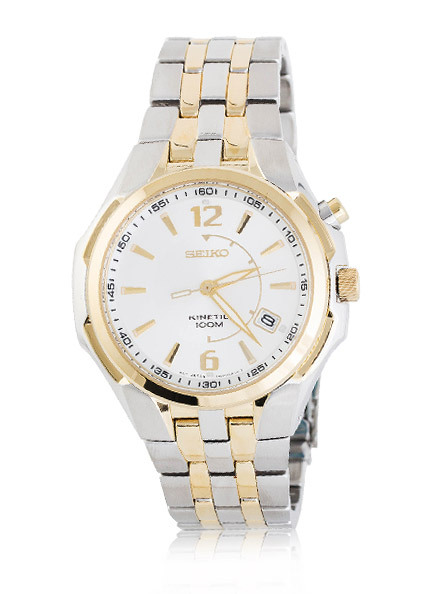 Seiko Men s Kinetic Two Tone Watch White Catch .au