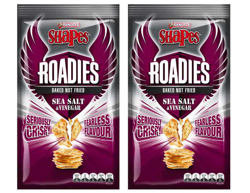 2 x Arnott's Shapes Roadies Sea Salt & Vinegar 180g