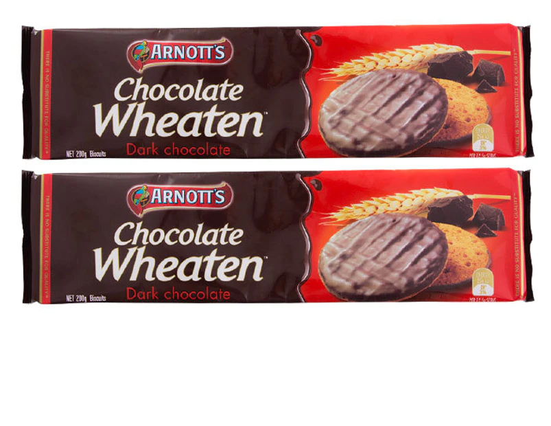 2 x Arnott's Chocolate Wheaten Dark Choc Biscuits 200g