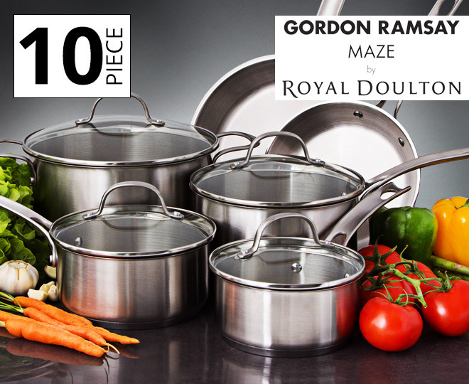 Royal Doulton Gordon Ramsay Maze Cookware 10-Piece Set w/Glass Lids by  Royal Doulton-The Lamp Stand