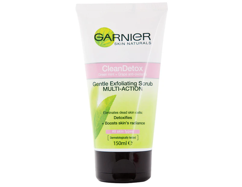 2 x Garnier Clean Detox Exfoliating Scrub Multi-Action 150mL